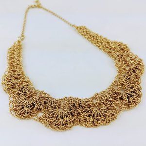 Crochet Gold Ball Bib Necklace